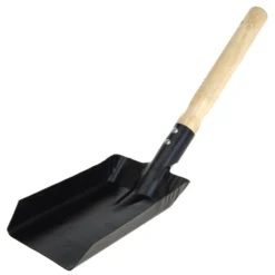 Kohleschaufel Aus Schwarzem Metall Mit Holzgriff