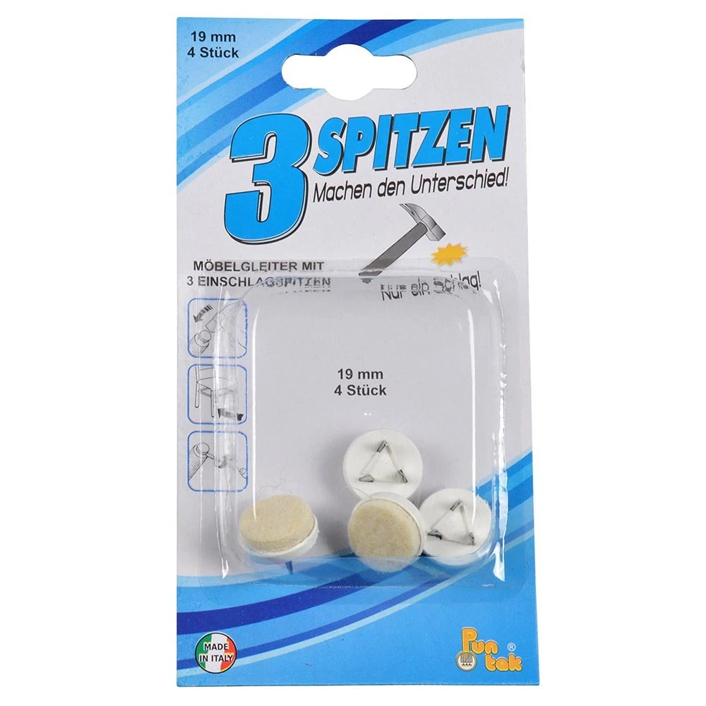 Nagel Filzgleiter-Set 4 Stück 19 Mm In Weiß 1 Nagel Filzgleiter-Set 4 Stück 19 Mm In Weiß