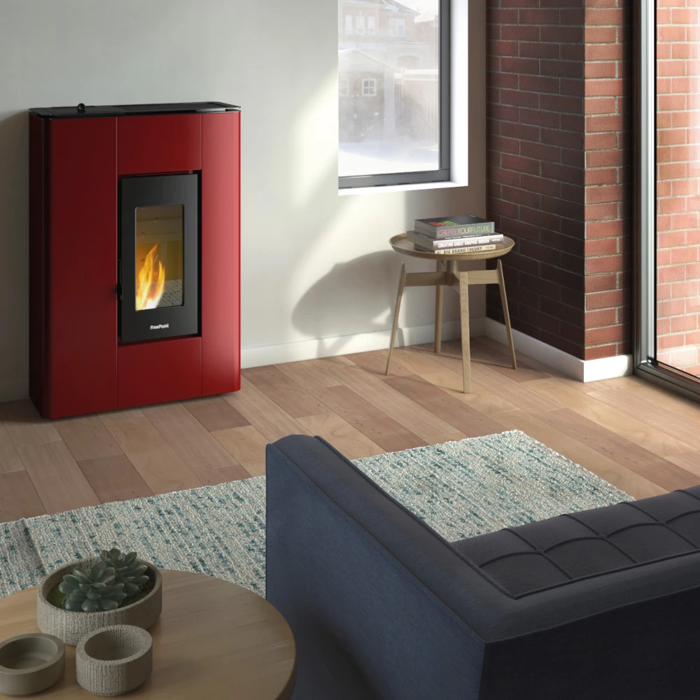 Pelletofen ATRIUM 5, Bordeaux Stahl 3 Pelletofen ATRIUM 5, Bordeaux Stahl – Bild 3